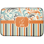 Orange Blue Swirls & Stripes Dish Drying Mat (Personalized)