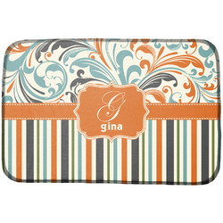 Orange Blue Swirls & Stripes Dish Drying Mat (Personalized)