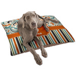 Orange Blue Swirls & Stripes Dog Bed - Large w/ Name and Initial