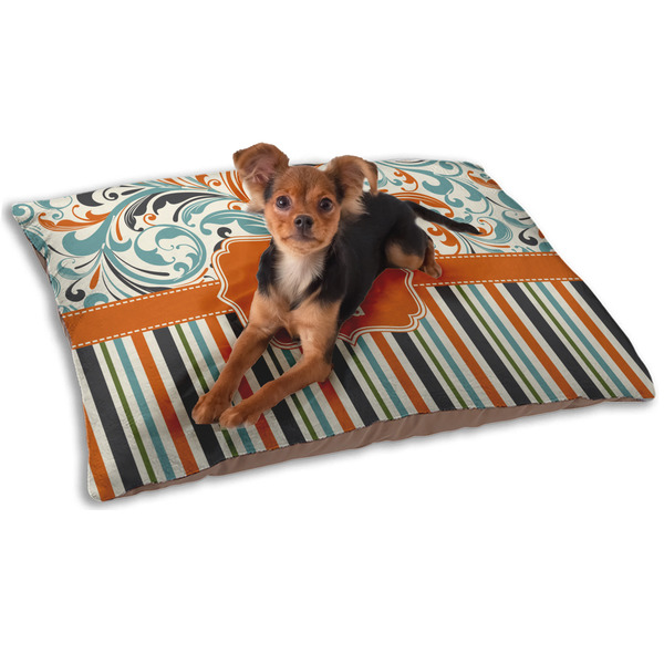 Orange Blue Swirls & Stripes Dog Bed - Small LIFESTYLE