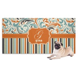 Orange Blue Swirls & Stripes Dog Towel (Personalized)