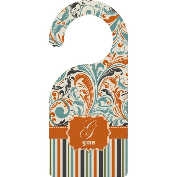 Custom Orange Blue Swirls & Stripes Door Hanger (Personalized)