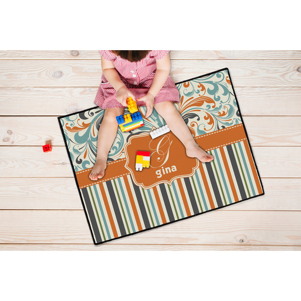 Orange Blue Swirls & Stripes Door Mats - LIFESTYLE kid