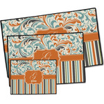 Orange Blue Swirls & Stripes Door Mat (Personalized)