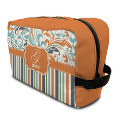 Orange Blue Swirls & Stripes Toiletry Bag / Dopp Kit (Personalized)