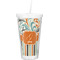 Orange Blue Swirls & Stripes Double Wall Tumbler with Straw (Personalized)