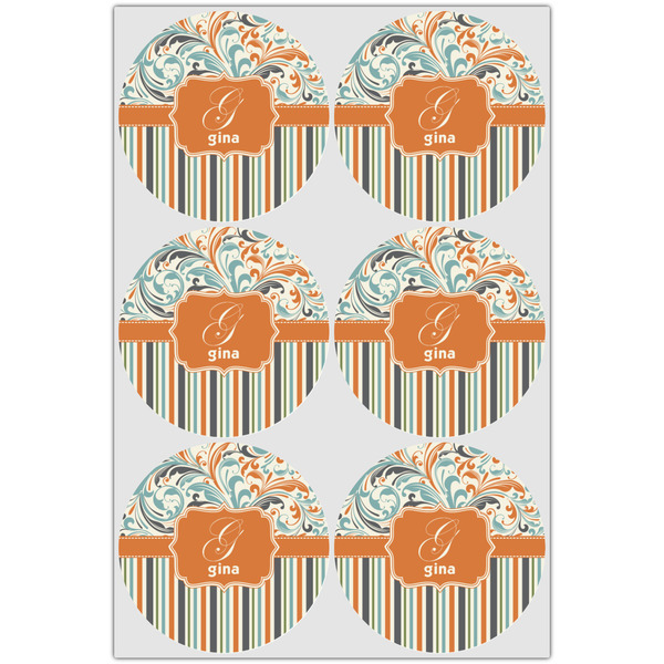 Orange Blue Swirls & Stripes Drink Topper - Large - Set of 6
