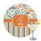 Orange Blue Swirls & Stripes Printed Drink Topper - 3.25" (Personalized)