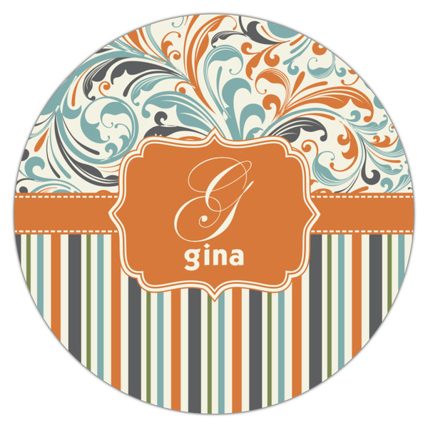 Orange Blue Swirls & Stripes Drink Topper - Medium - Single