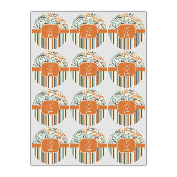 Orange Blue Swirls & Stripes Drink Topper - Small - Set of 12