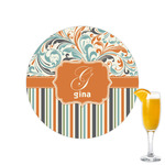 Orange Blue Swirls & Stripes Printed Drink Topper - 2.15" (Personalized)