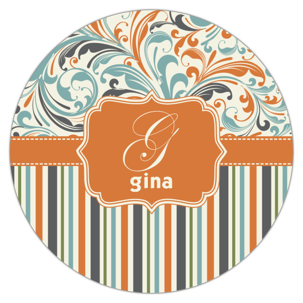 Orange Blue Swirls & Stripes Drink Topper - Small - Single