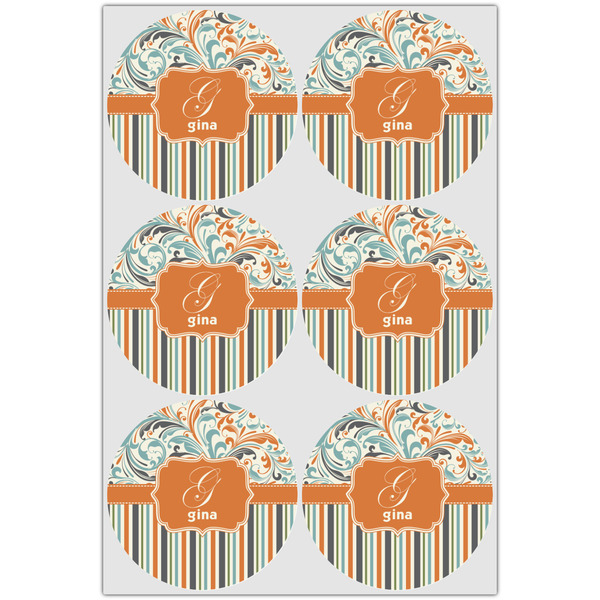 Orange Blue Swirls & Stripes Drink Topper - XLarge - Set of 6