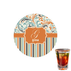 Orange Blue Swirls & Stripes Printed Drink Topper - 1.5" (Personalized)