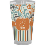 Orange Blue Swirls & Stripes Pint Glass - Full Color (Personalized)