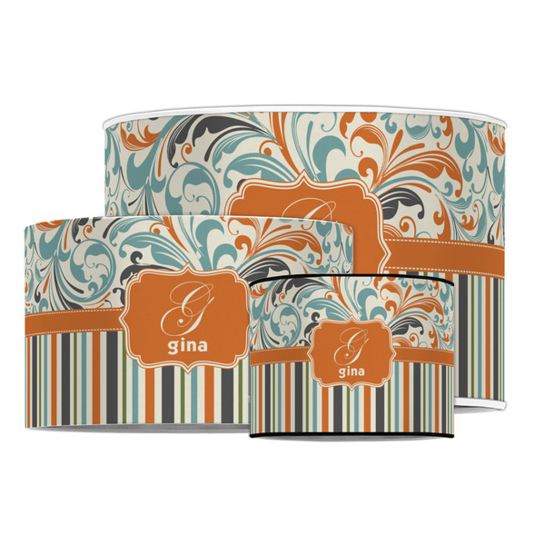 Orange Blue Swirls & Stripes Drum Lampshades - MAIN