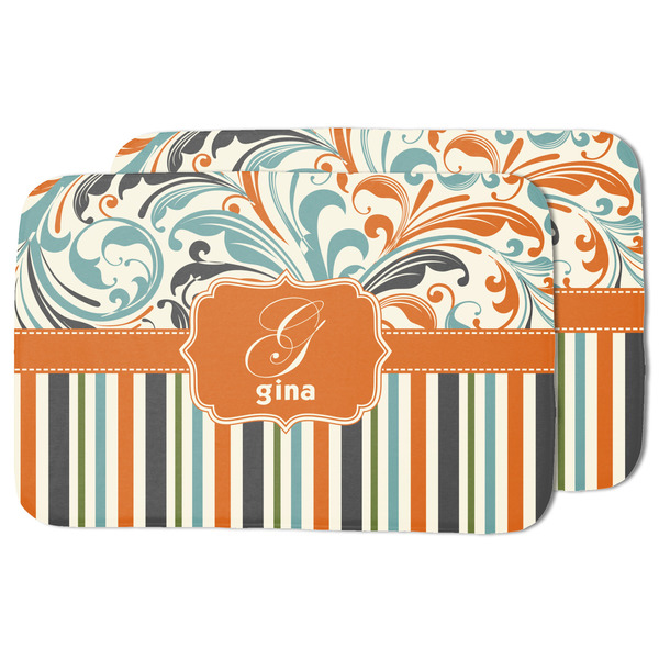 Orange Blue Swirls & Stripes Drying Dish Mat - MAIN