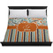 Orange Blue Swirls & Stripes Duvet Cover - King - On Bed - No Prop