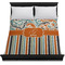 Orange Blue Swirls & Stripes Duvet Cover - Queen - On Bed - No Prop