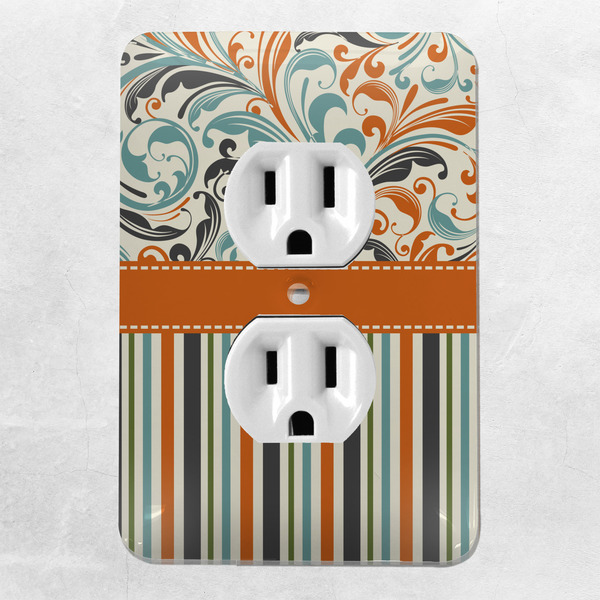 Orange Blue Swirls & Stripes Electric Outlet Plate - LIFESTYLE