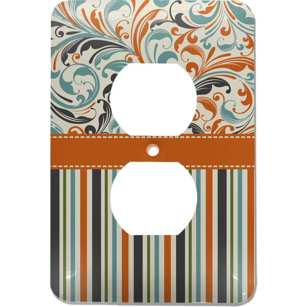 Custom Orange Blue Swirls & Stripes Electric Outlet Plate