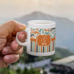 Orange Blue Swirls & Stripes Single Shot Espresso Cup - Single (Personalized)