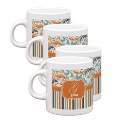Orange Blue Swirls & Stripes Single Shot Espresso Cups - Set of 4 (Personalized)