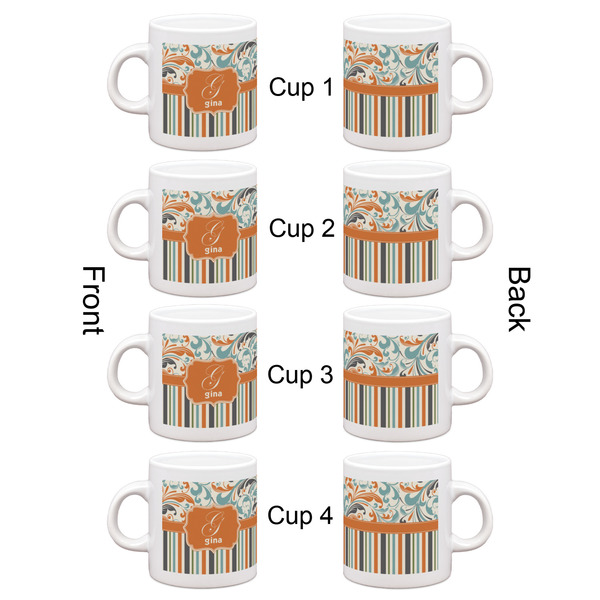 Orange Blue Swirls & Stripes Espresso Cup Set of 4 - Apvl