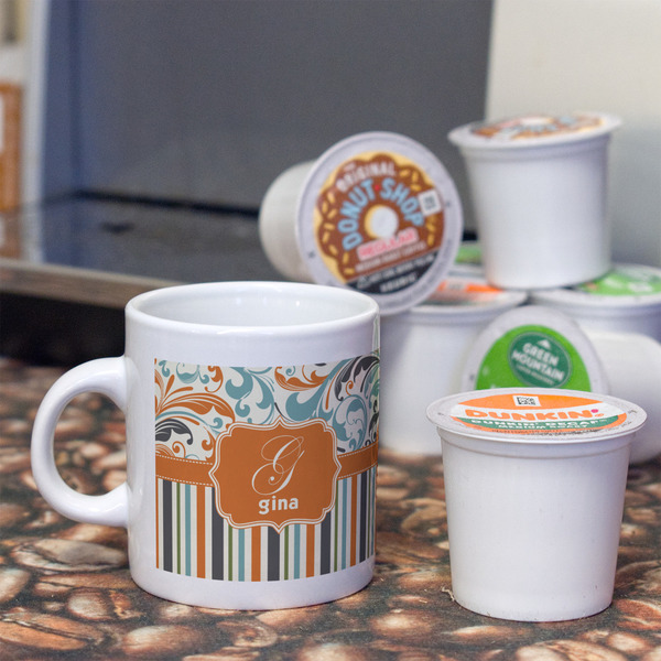 Orange Blue Swirls & Stripes Espresso Cup - Single Lifestyle