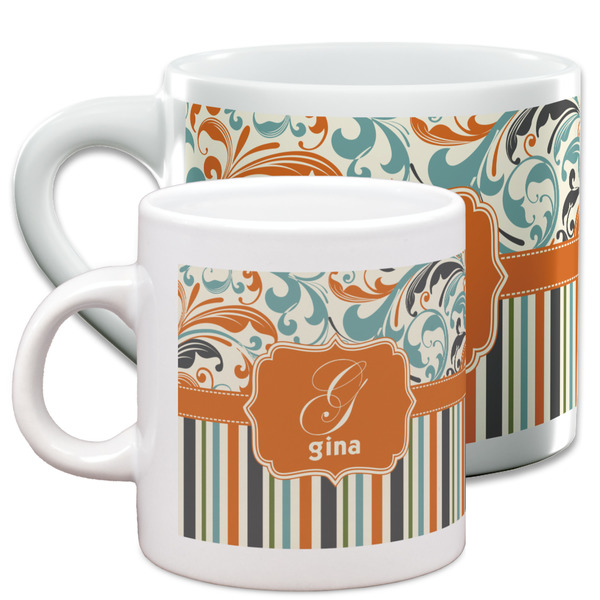Orange Blue Swirls & Stripes Espresso Mugs - Main Parent