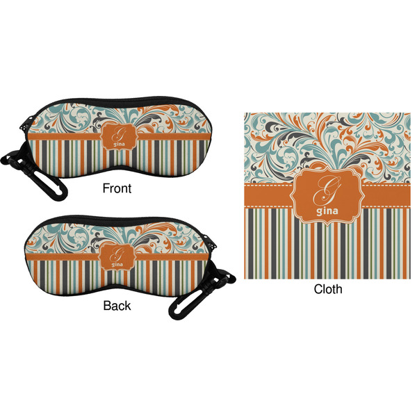 Orange Blue Swirls & Stripes Eyeglass Case & Cloth (Approval)