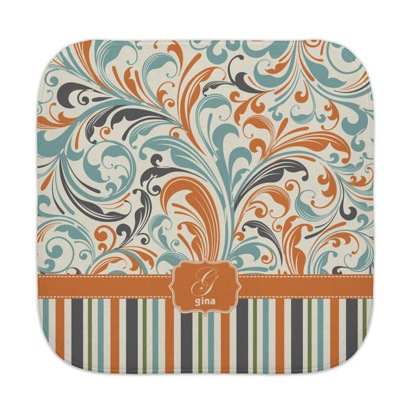 Custom Orange Blue Swirls & Stripes Face Towel (Personalized)