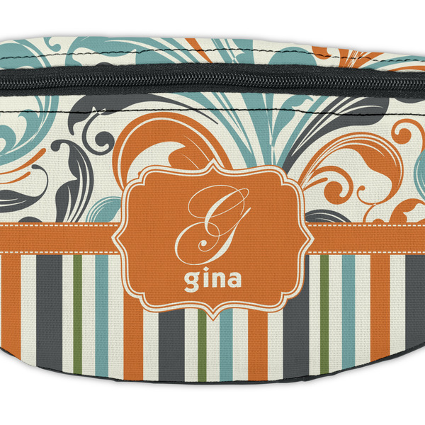 Orange Blue Swirls & Stripes Fanny Pack - Closeup