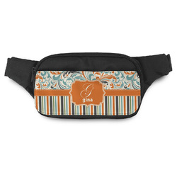 Orange Blue Swirls & Stripes Fanny Pack - Modern Style (Personalized)
