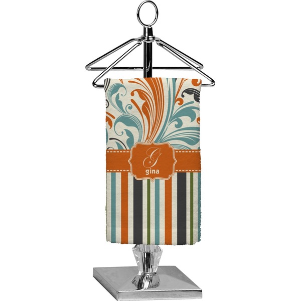 Custom Orange Blue Swirls & Stripes Finger Tip Towel - Full Print (Personalized)