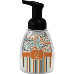Orange Blue Swirls & Stripes Foam Soap Bottle - Black (Personalized)