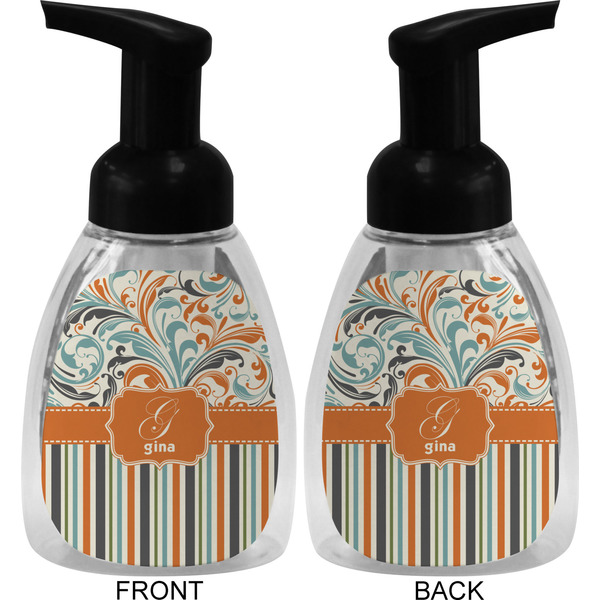 Orange Blue Swirls & Stripes Foam Soap Bottle (Front & Back)