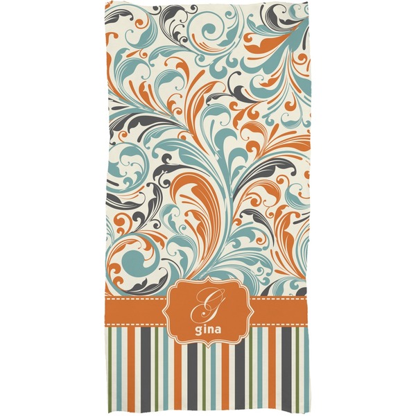 Orange Blue Swirls & Stripes Full Sized Bath Towel - Apvl