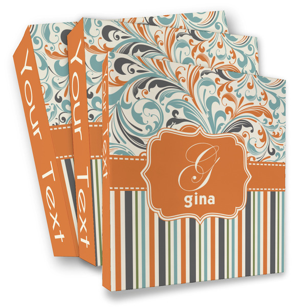 Custom Orange Blue Swirls & Stripes 3 Ring Binder - Full Wrap (Personalized)