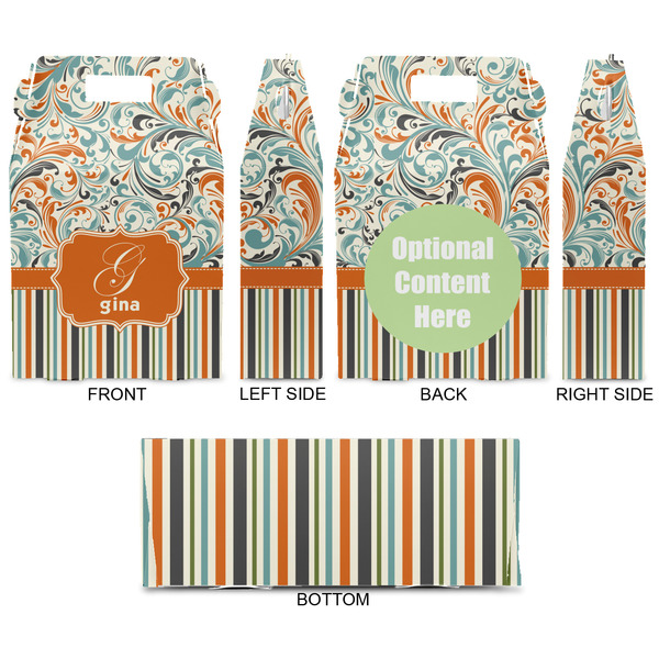 Orange Blue Swirls & Stripes Gable Favor Box - Approval
