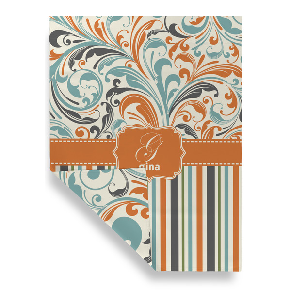 Orange Blue Swirls & Stripes Garden Flags - Large - Double Sided - FRONT FOLDED
