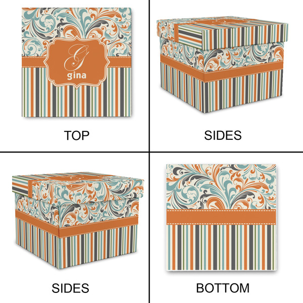 Orange Blue Swirls & Stripes Gift Boxes with Lid - Canvas Wrapped - Medium - Approval