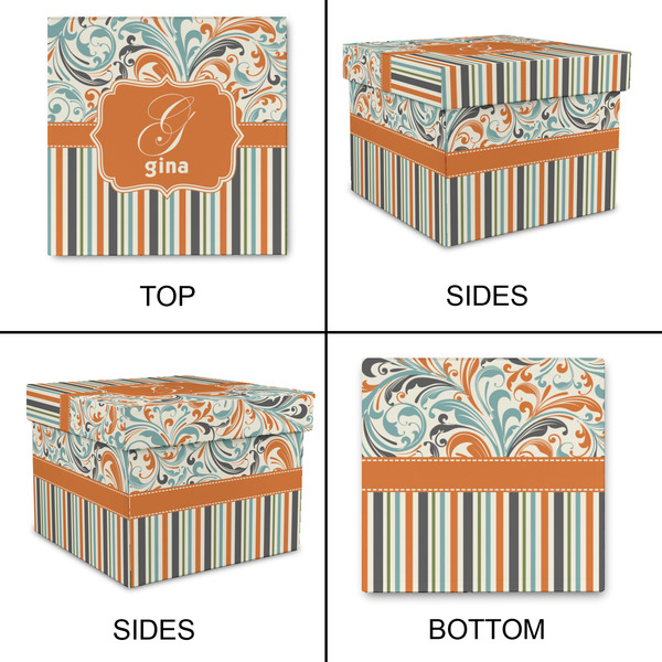Orange Blue Swirls & Stripes Gift Boxes with Lid - Canvas Wrapped - Small - Approval