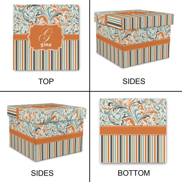 Orange Blue Swirls & Stripes Gift Boxes with Lid - Canvas Wrapped - X-Large - Approval