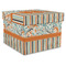 Orange Blue Swirls & Stripes Gift Box with Lid - Canvas Wrapped - X-Large (Personalized)