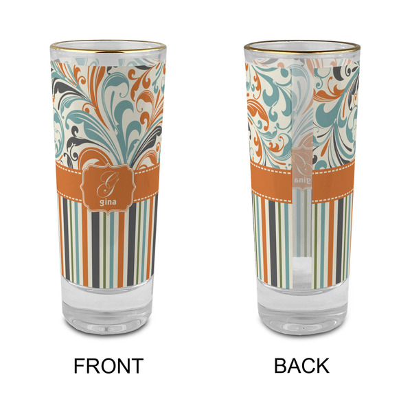 Orange Blue Swirls & Stripes Glass Shot Glass - 2 oz - Single - APPROVAL