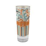 Orange Blue Swirls & Stripes 2 oz Shot Glass -  Glass with Gold Rim - Single (Personalized)