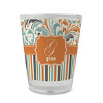Orange Blue Swirls & Stripes Glass Shot Glass - 1.5 oz - Single (Personalized)