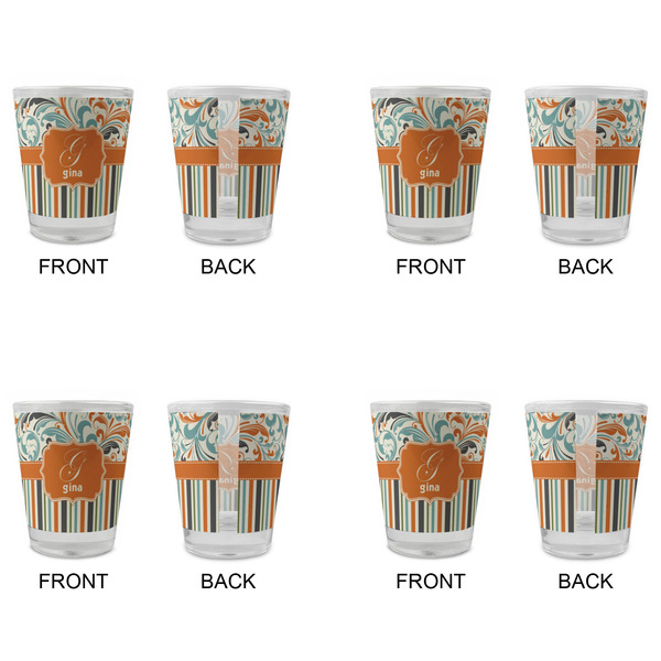 Orange Blue Swirls & Stripes Glass Shot Glass - Standard - Set of 4 - APPROVAL