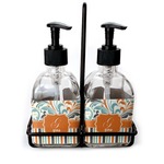 Orange Blue Swirls & Stripes Glass Soap & Lotion Bottle Set (Personalized)